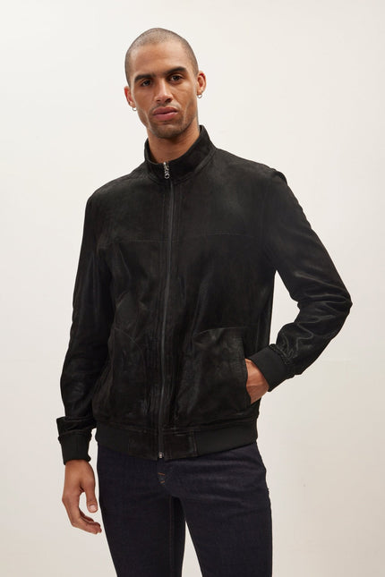 Men's Reversible Lambskin Jacket - Black | Ron Tomson