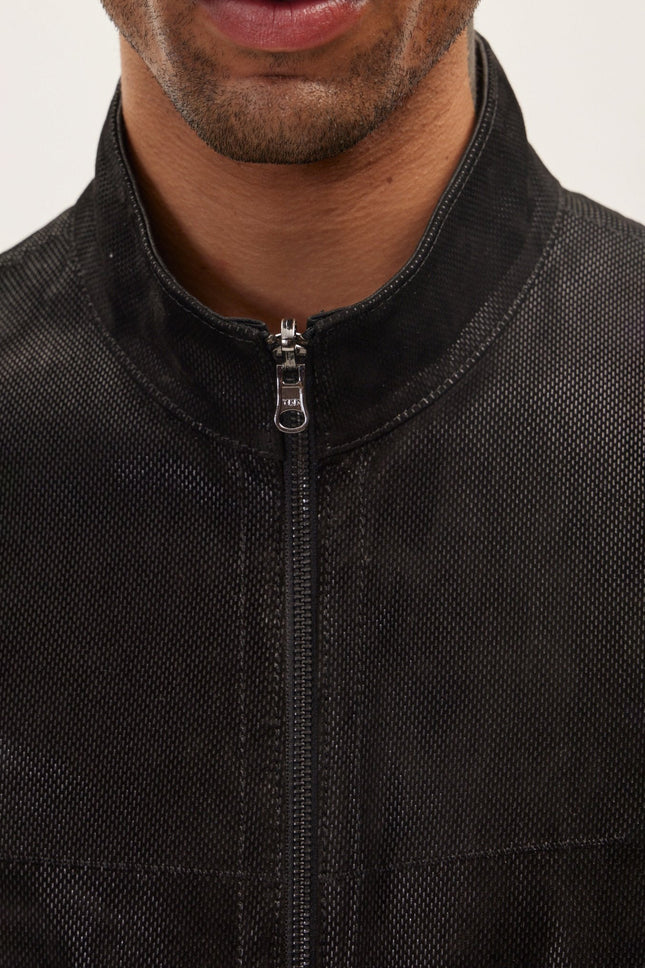 Men's Reversible Lambskin Jacket - Black | Ron Tomson