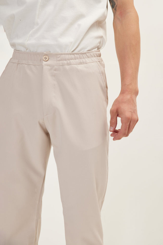 Men's Drawstring Jogger Pants - Stone | Ron Tomson