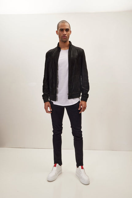 Men's Reversible Lambskin Jacket - Black | Ron Tomson