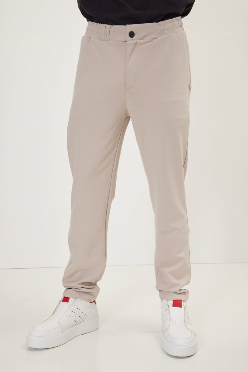 Men's Drawstring Jogger Pants - Stone | Ron Tomson