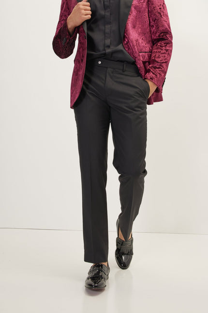 Men's Spiral Floral Velvet Dinner Jacket - Wine | Ron Tomson