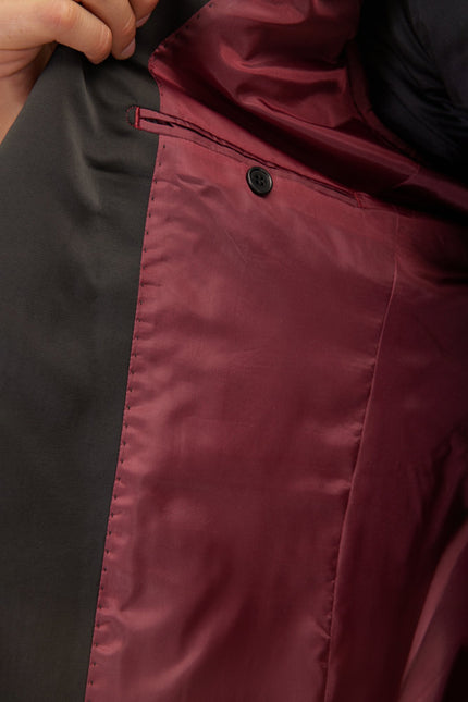 Men's Spiral Floral Velvet Dinner Jacket - Wine | Ron Tomson