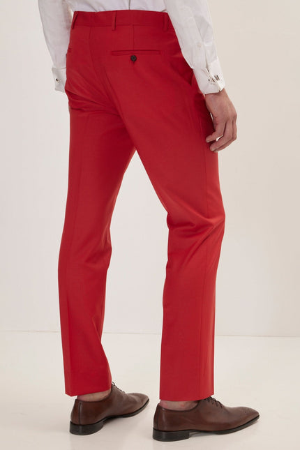 Men's Italian Super 120s Merino Wool Double-Breasted Suit - Blood Orange | Ron Tomson