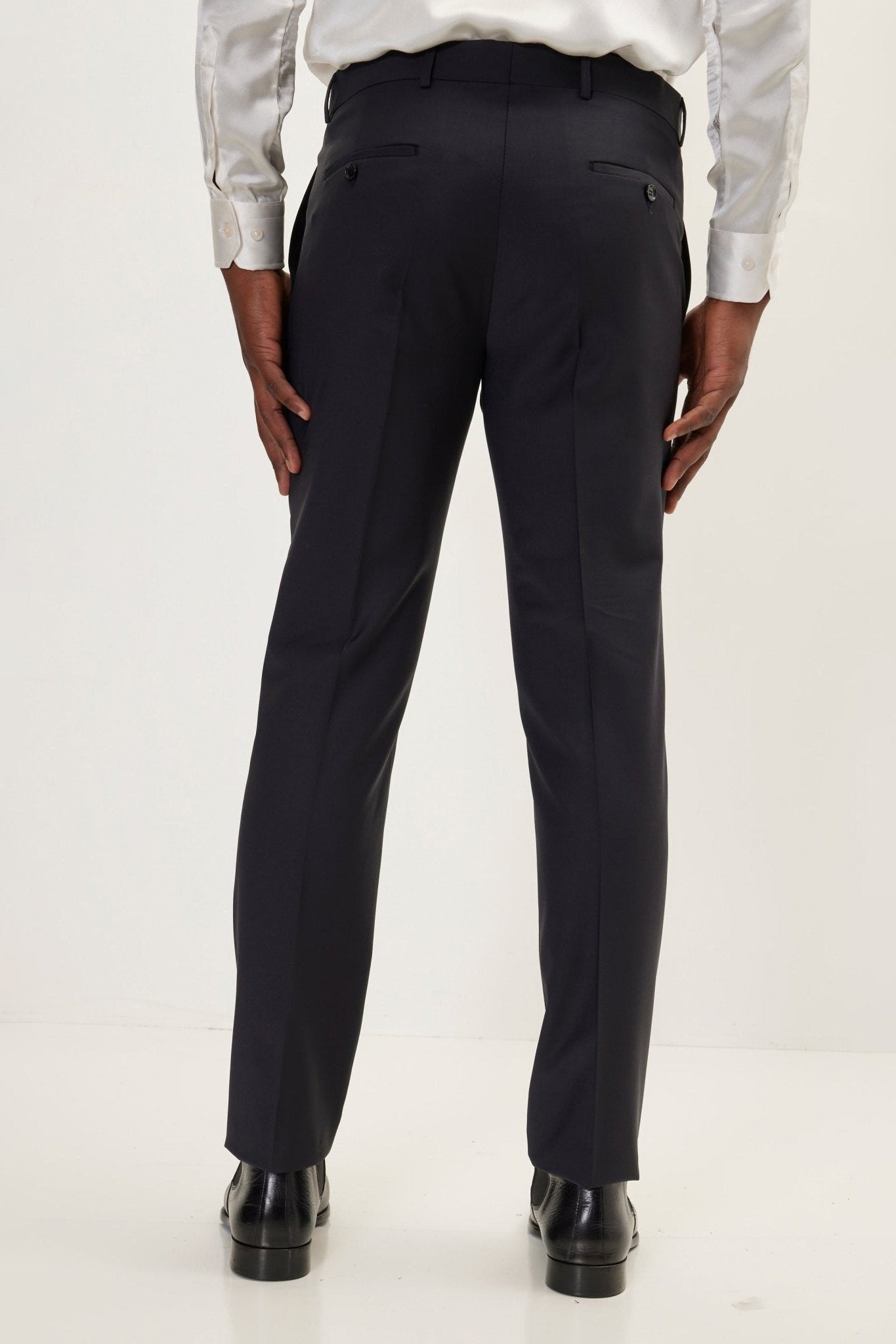 Men's Super 120s Merino Wool Double-Breasted Suit - Charcoal Navy