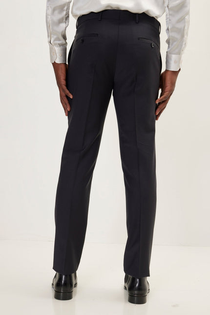 Men's Italian Super 120s Merino Wool Double-Breasted Suit - Charcoal Navy | Ron Tomson