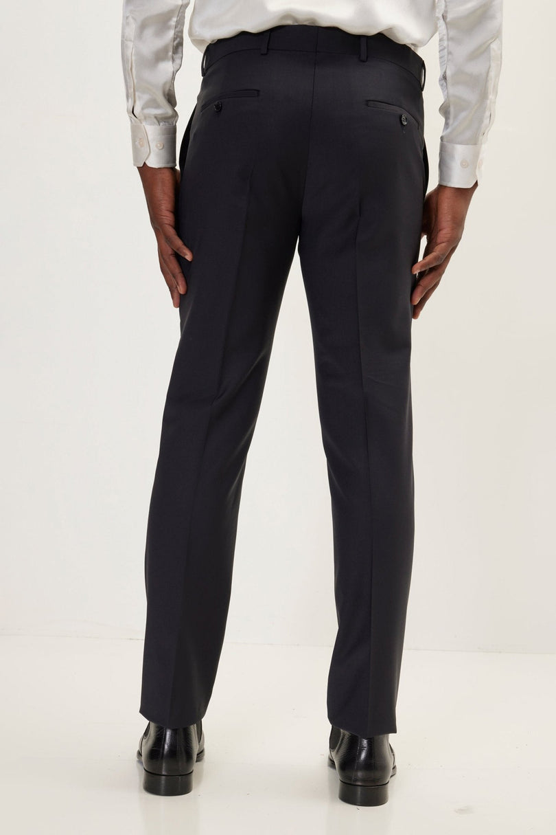 Men's Italian Super 120s Merino Wool Double-Breasted Suit - Charcoal Navy | Ron Tomson