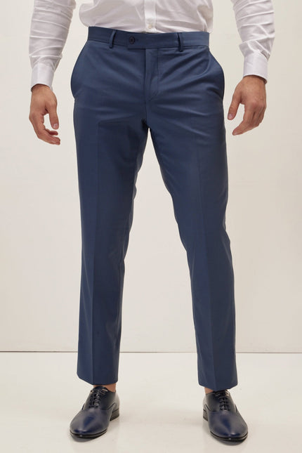 Men's Italian Super 120s Merino Wool Double-Breasted Suit - Dark Petrol Blue | Ron Tomson