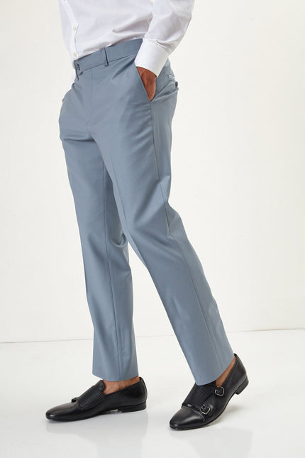 Men's Italian Super 120s Merino Wool Double-Breasted Suit - Cool Grey | Ron Tomson