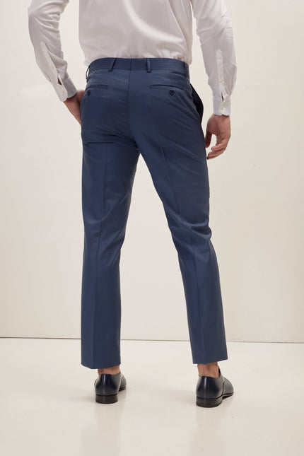 Men's Italian Super 120s Merino Wool Double-Breasted Suit - Dark Petrol Blue | Ron Tomson