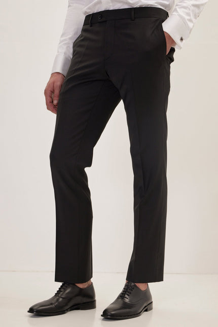 Men's Italian Super 120s Merino Wool Double-Breasted Suit - Jet Black | Ron Tomson