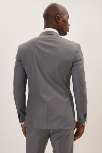 Men's Italian Super 120s Merino Wool Double-Breasted Suit - Dark Grey | Ron Tomson