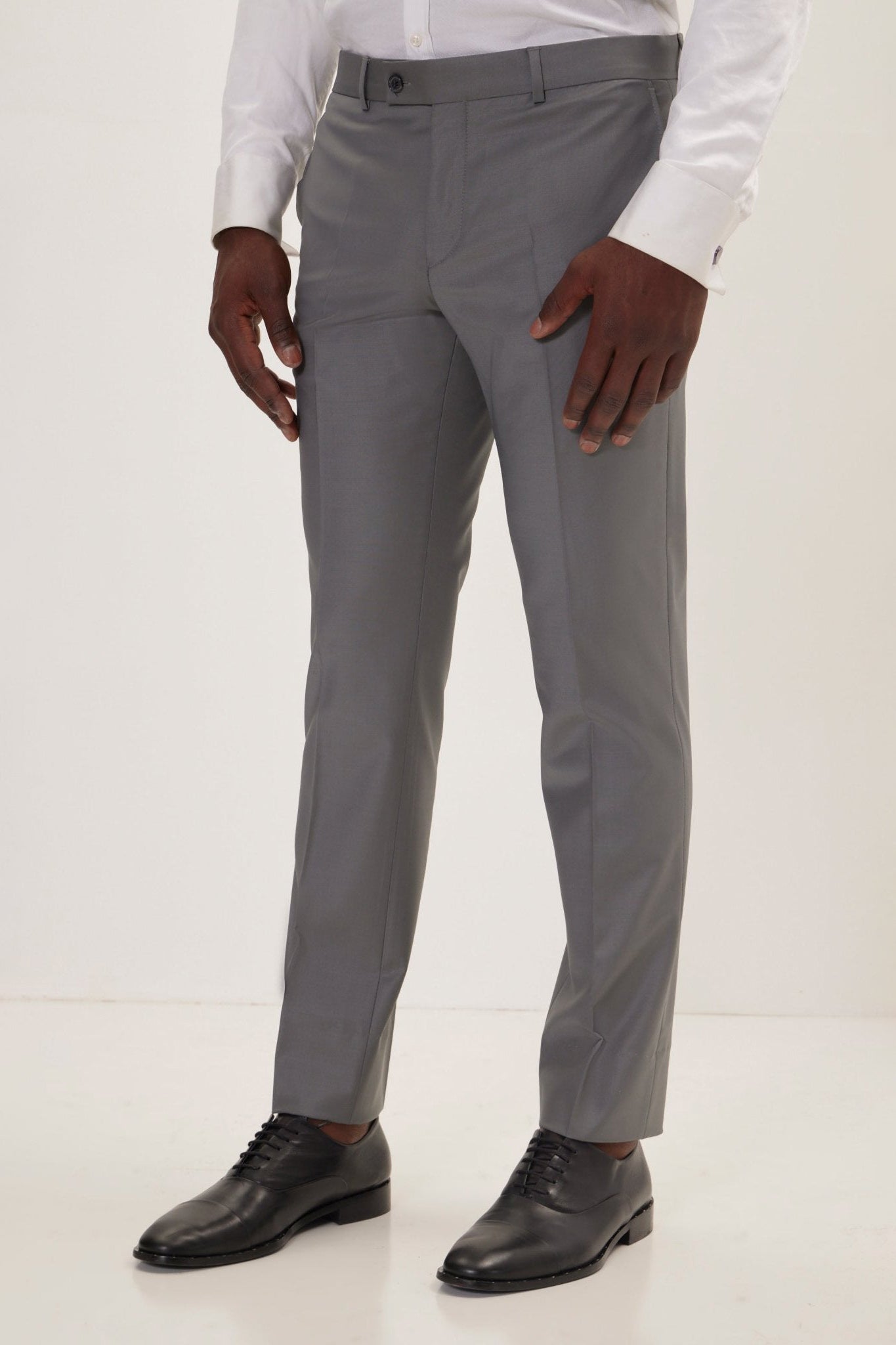 Men's Super 120s Merino Wool Double-Breasted Suit - Dark Grey