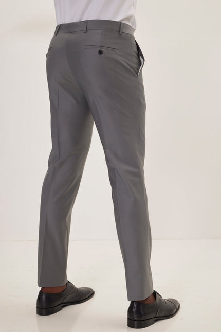 Men's Italian Super 120s Merino Wool Double-Breasted Suit - Dark Grey | Ron Tomson