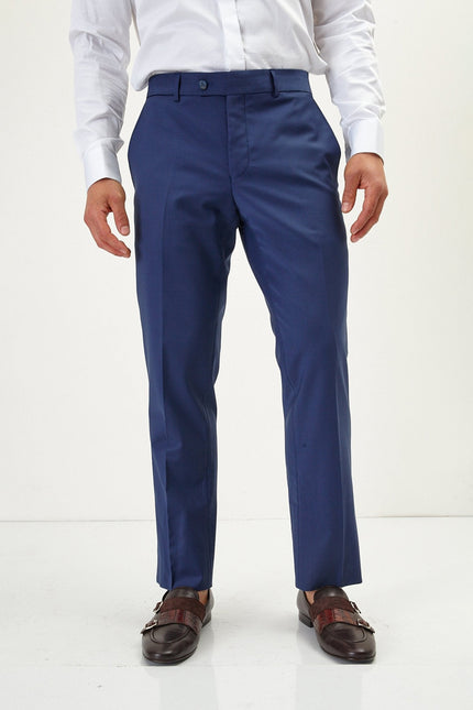 Men's Italian Super 120s Merino Wool Double-Breasted Suit - Dark Blue | Ron Tomson