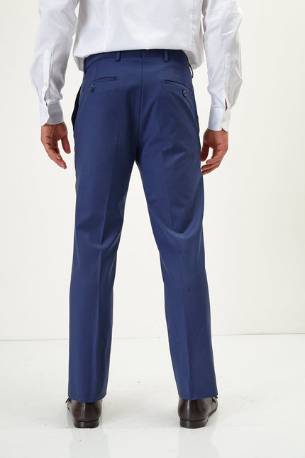 Men's Italian Super 120s Merino Wool Double-Breasted Suit - Dark Blue | Ron Tomson