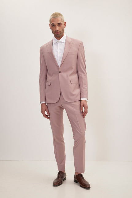 Men's Italian Super 120s Merino Wool Single-Breasted Suit - Blush Pink | Ron Tomson