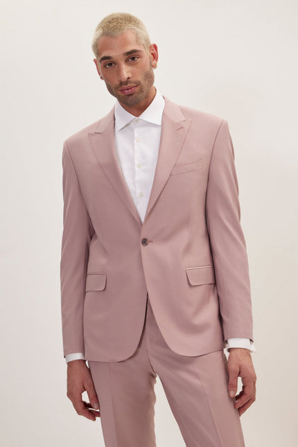 Men's Italian Super 120s Merino Wool Single-Breasted Suit - Blush Pink | Ron Tomson