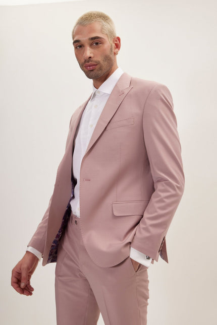 Men's Italian Super 120s Merino Wool Single-Breasted Suit - Blush Pink | Ron Tomson