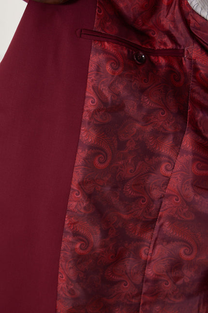 Men's Italian Super 120s Merino Wool Single-Breasted Suit - Currant Maroon | Ron Tomson