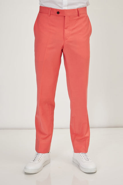 Men's Italian Super 120s Merino Wool Double-Breasted Suit - Salmon | Ron Tomson