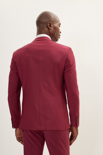 Men's Italian Super 120s Merino Wool Single-Breasted Suit - Currant Maroon | Ron Tomson
