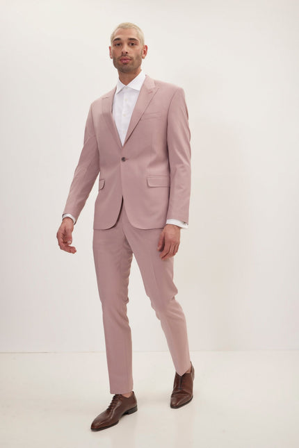 Men's Italian Super 120s Merino Wool Single-Breasted Suit - Blush Pink | Ron Tomson