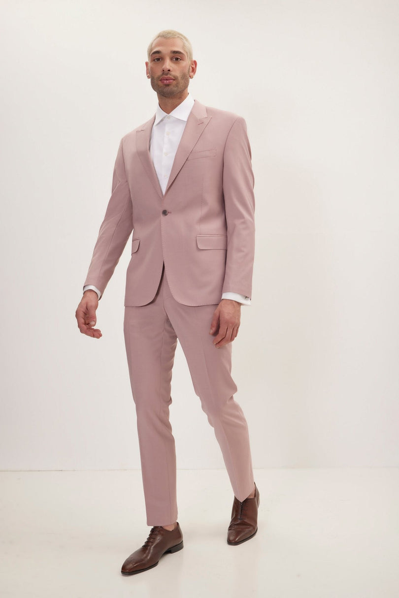 Men's Italian Super 120s Merino Wool Single-Breasted Suit - Blush Pink | Ron Tomson