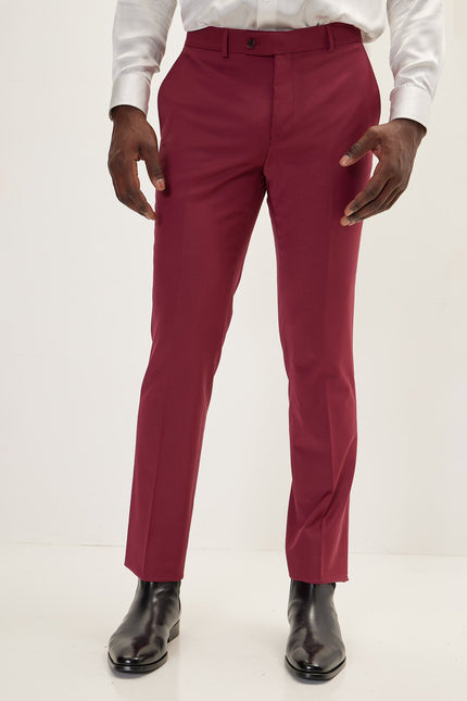 Men's Italian Super 120s Merino Wool Single-Breasted Suit - Currant Maroon | Ron Tomson