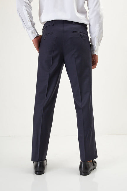 Men's Italian Super 120s Merino Wool Double-Breasted Suit - Midnight Blue | Ron Tomson