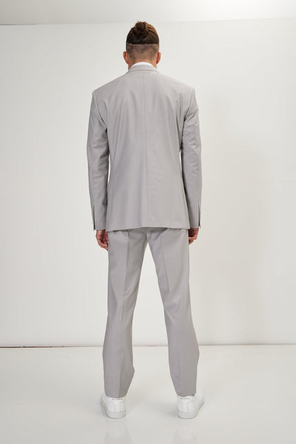 Men's Italian Super 120s Merino Wool Double-Breasted Suit - Smoke Grey | Ron Tomson