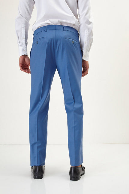 Men's Italian Super 120s Merino Wool Double-Breasted Suit - Provence Blue | Ron Tomson