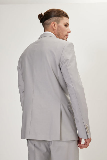 Men's Italian Super 120s Merino Wool Double-Breasted Suit - Smoke Grey | Ron Tomson