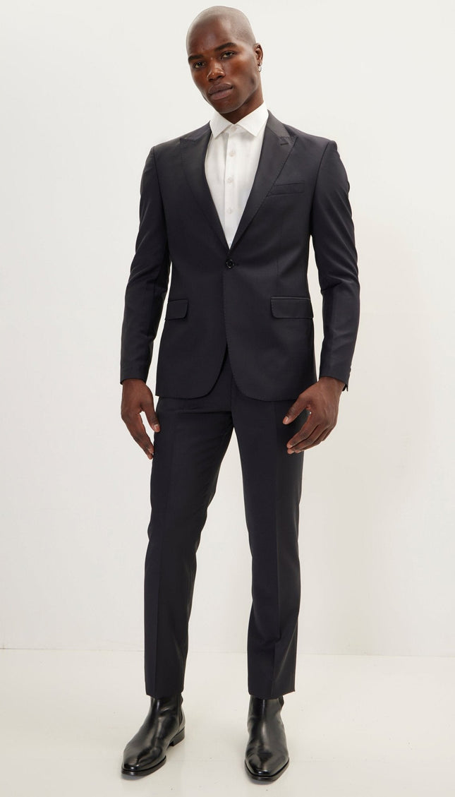 Men's Super 120s Merino Wool Single-Breasted Suit - Charcoal NAVY