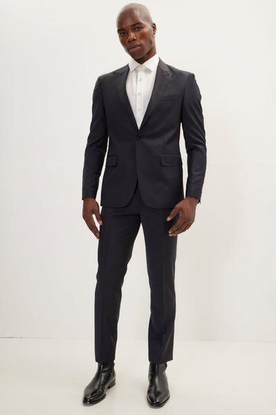 Men's Super 120s Merino Wool Single-Breasted Suit - Charcoal Navy