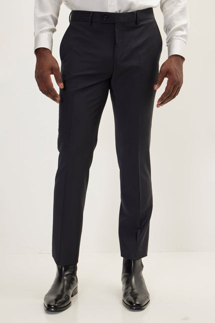 Men's Italian Super 120s Merino Wool Single-Breasted Suit - Charcoal Navy | Ron Tomson