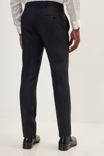 Men's Italian Super 120s Merino Wool Single-Breasted Suit - Charcoal Navy | Ron Tomson