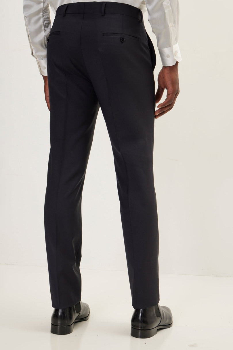 Men's Italian Super 120s Merino Wool Single-Breasted Suit - Charcoal Navy | Ron Tomson