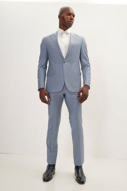 Men's Italian Super 120s Merino Wool Single-Breasted Suit - Cool Grey | Ron Tomson
