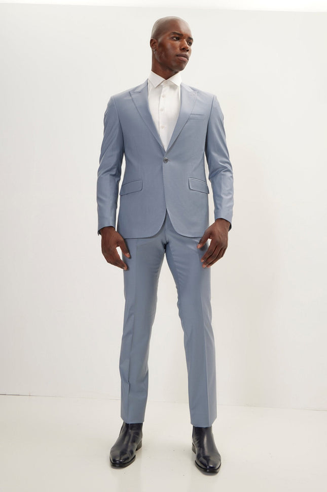 Italian Super 120s Merino Wool Single-Breasted Suit - Cool Grey