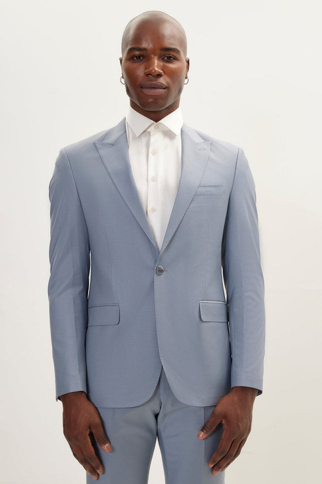 Italian Super 120s Merino Wool Single-Breasted Suit - Cool Grey