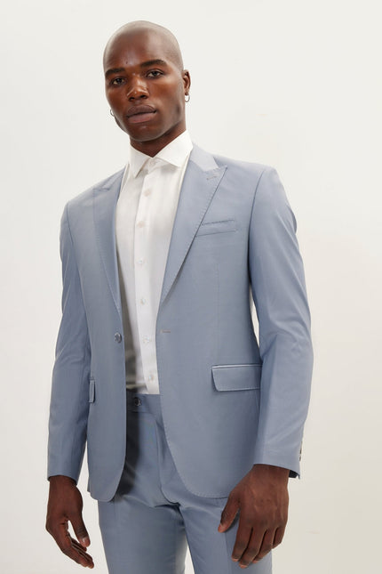 Men's Italian Super 120s Merino Wool Single-Breasted Suit - Cool Grey | Ron Tomson
