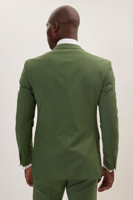Men's Italian Super 120s Merino Wool Single-Breasted Suit - Kale Green | Ron Tomson