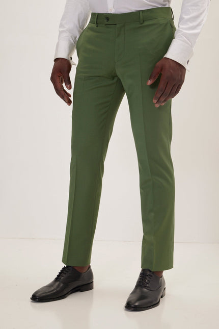 Men's Italian Super 120s Merino Wool Single-Breasted Suit - Kale Green | Ron Tomson