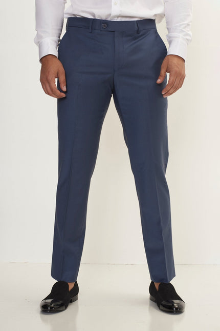 Men's Italian Super 120s Merino Wool Single-Breasted Suit - Dark Petrol Blue | Ron Tomson