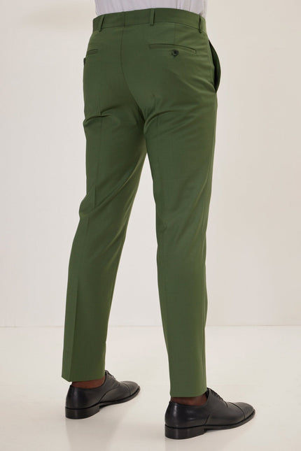 Men's Italian Super 120s Merino Wool Single-Breasted Suit - Kale Green | Ron Tomson