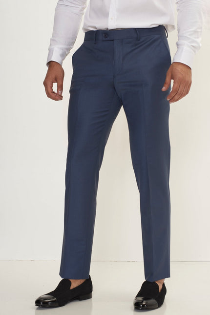 Men's Italian Super 120s Merino Wool Single-Breasted Suit - Dark Petrol Blue | Ron Tomson