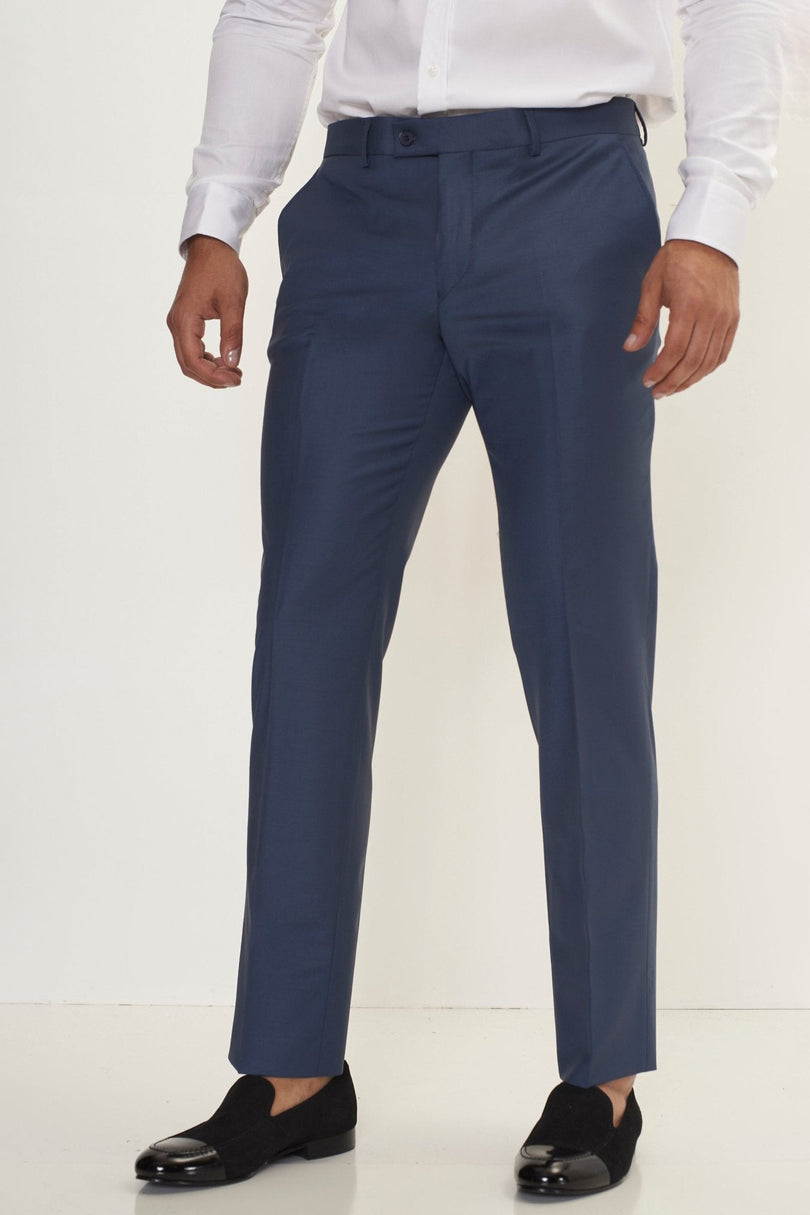 Men's Italian Super 120s Merino Wool Single-Breasted Suit - Dark Petrol Blue | Ron Tomson