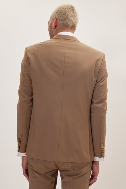 Men's Italian Super 120s Merino Wool Single-Breasted Suit - Khaki | Ron Tomson