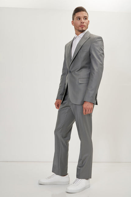Men's Italian Super 120s Merino Wool Single-Breasted Suit - Dark Grey | Ron Tomson